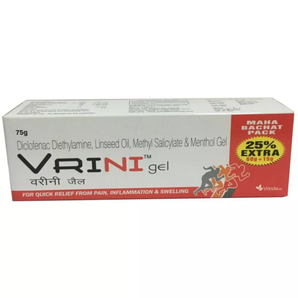 Vrinda Vrini Pain Relief Gel For Men & Women - Fast Pain Relief Gel - Quick Relief From Pain, Inflamation & Swelling 75g
