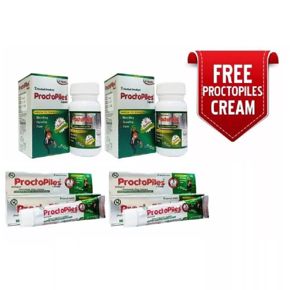 Vrinda Piles Capsules & Piles Cream - Piles Free Capsules For Men & Women - Pain Relief Capsules Combo Pack 30caps