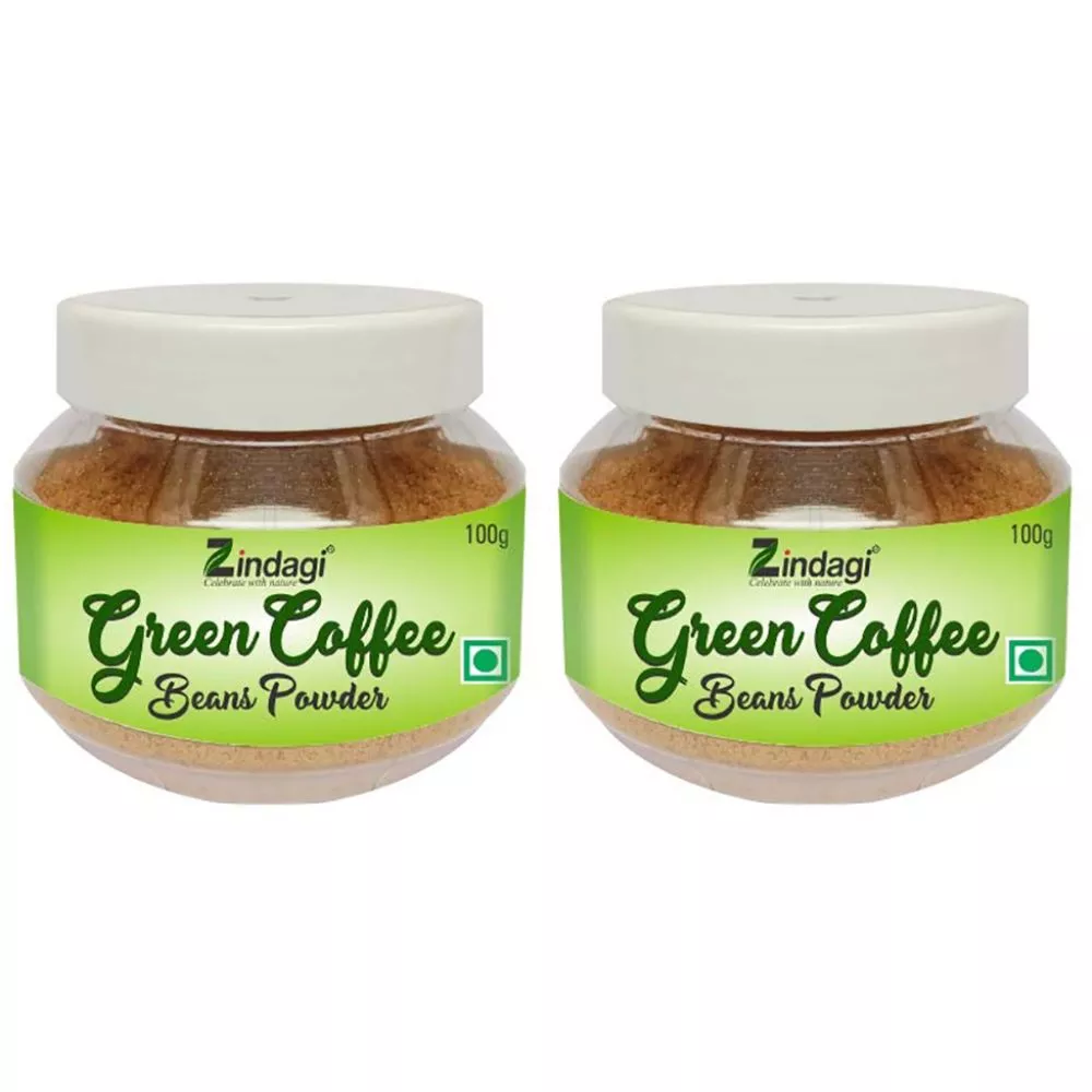 Zindagi Green Coffee Beans Powder ? Natural Weight Loss Supplement And Fat Burner - 100% Pure Green Coffee Bean Powder 100g, Pack of 2