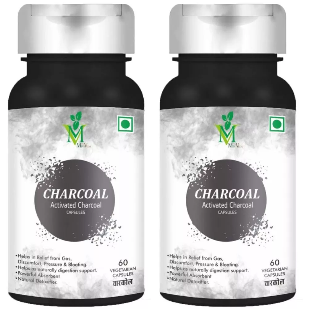 Mint Veda Acivated Charcoal Veg Capsules  60caps, Pack of 2