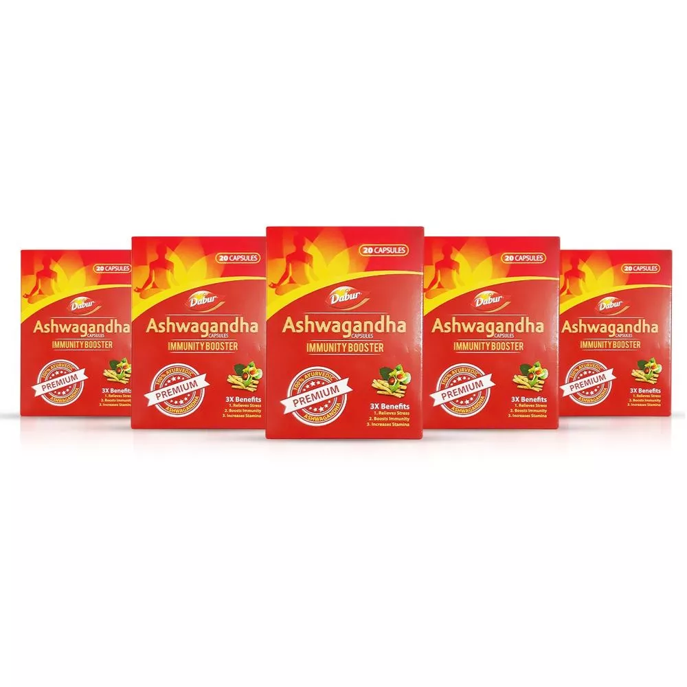 Dabur Ashwagandha Capsules Immunity Booster 20caps, Pack of 5