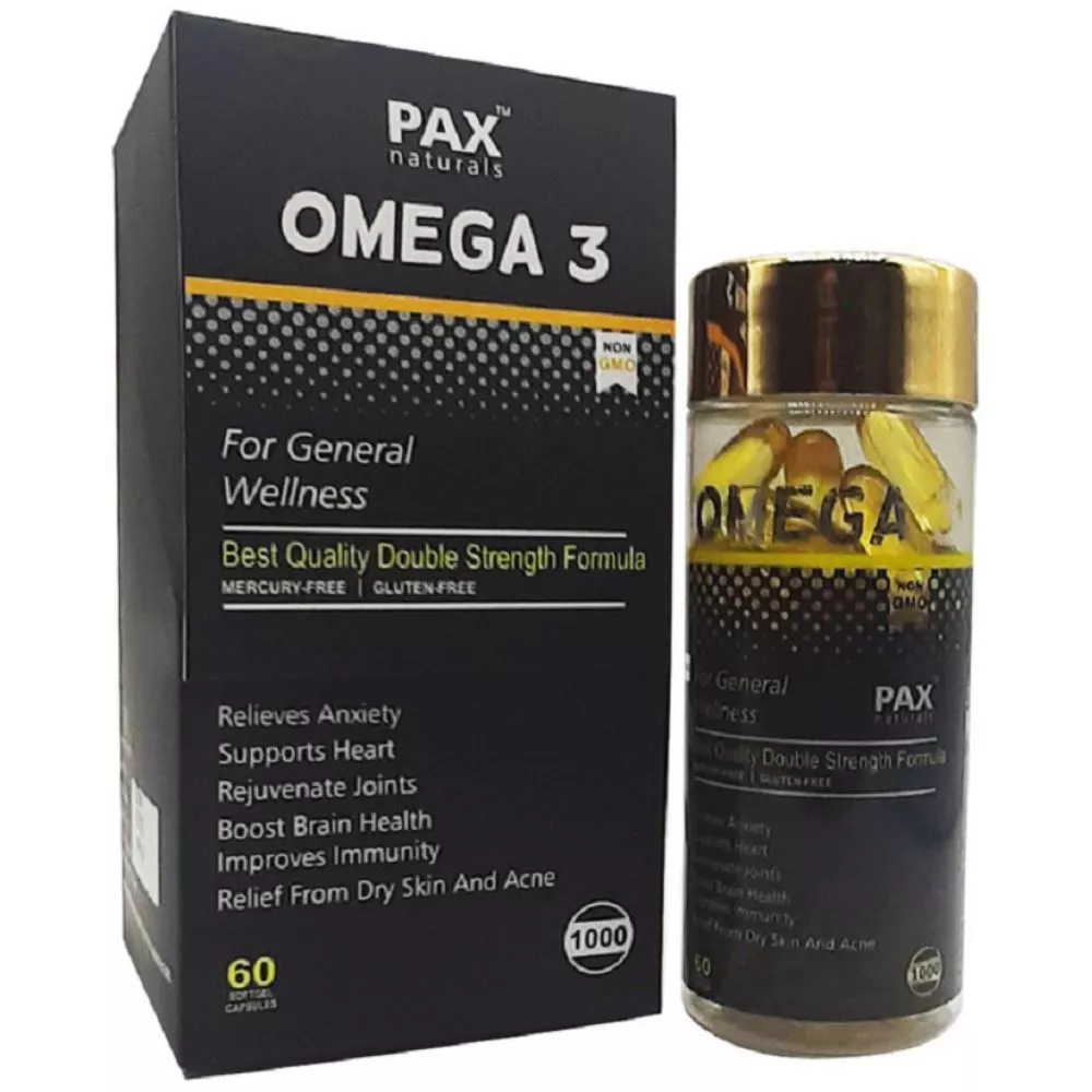Pax Naturals Omega 3 Fish Oil Capsules1000 Mercury & Gluten Free 60caps