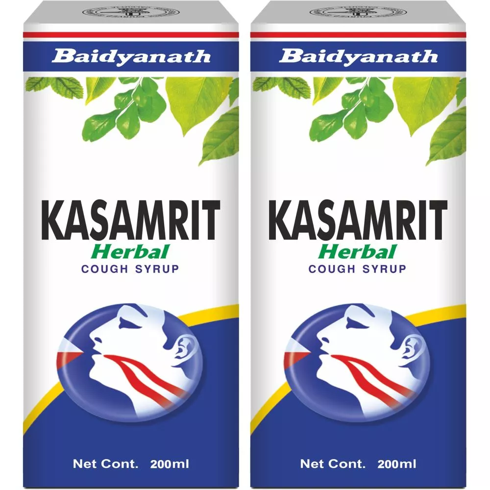 Baidyanath Ayurved Kasamrit Herbal Cough Syrup 200ml, Pack of 2