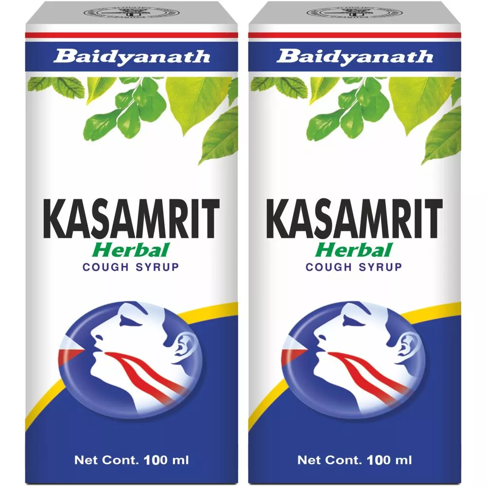 Baidyanath Ayurved Kasamrit Herbal Cough Syrup 100ml, Pack of 2