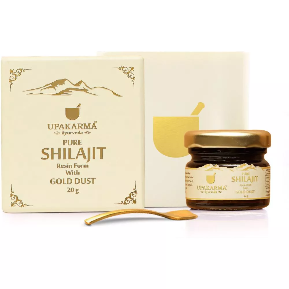 Upakarma Ayurveda Pure And Natural Shilajit Gold Resin With Pure Gold Dust 20g