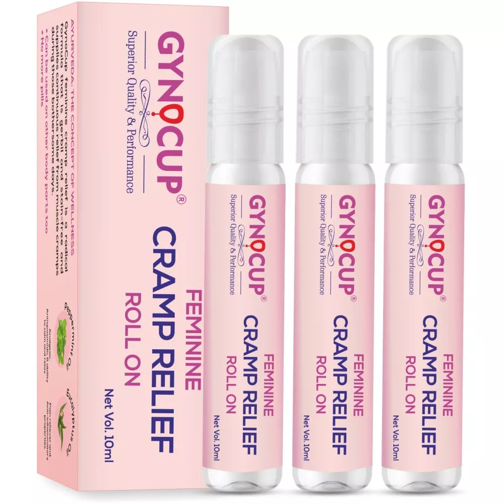 Gynocup Feminine Cramp Relief Roll On 10ml, Pack of 3