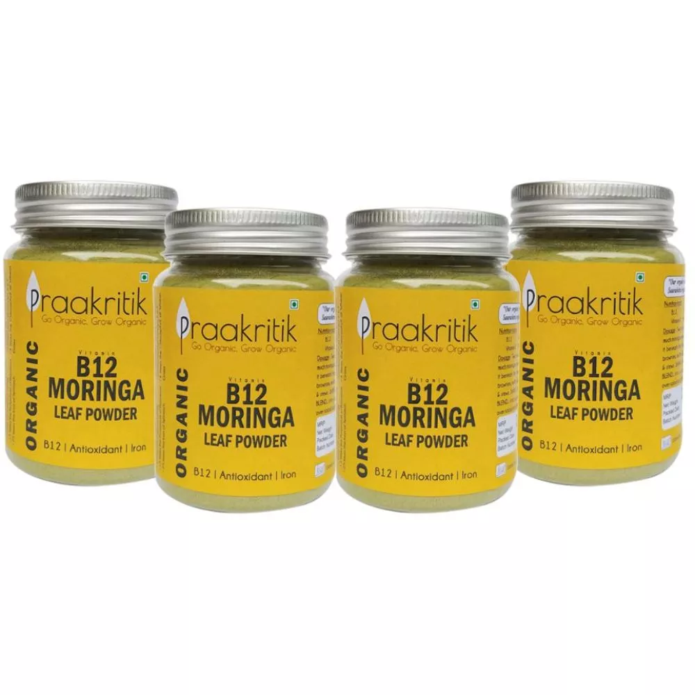 Praakritik Organic Vit B12 Moringa Leaf Powder 100g, Pack of 4