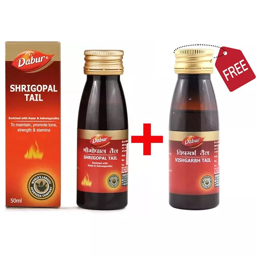 Dabur Shrigopal Tail Buy 1 Dabur Shrigopal Tail 50ml Get 1 Dabur Vishgarbh Tail 50ml Free 50ml