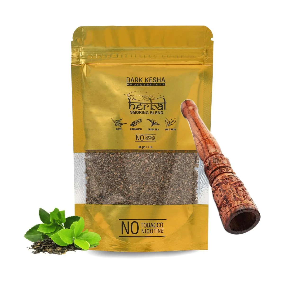 Dark Kesha Herbal Smoking Blend + Chillum Pipe 30gm + 1pcs 1Pack