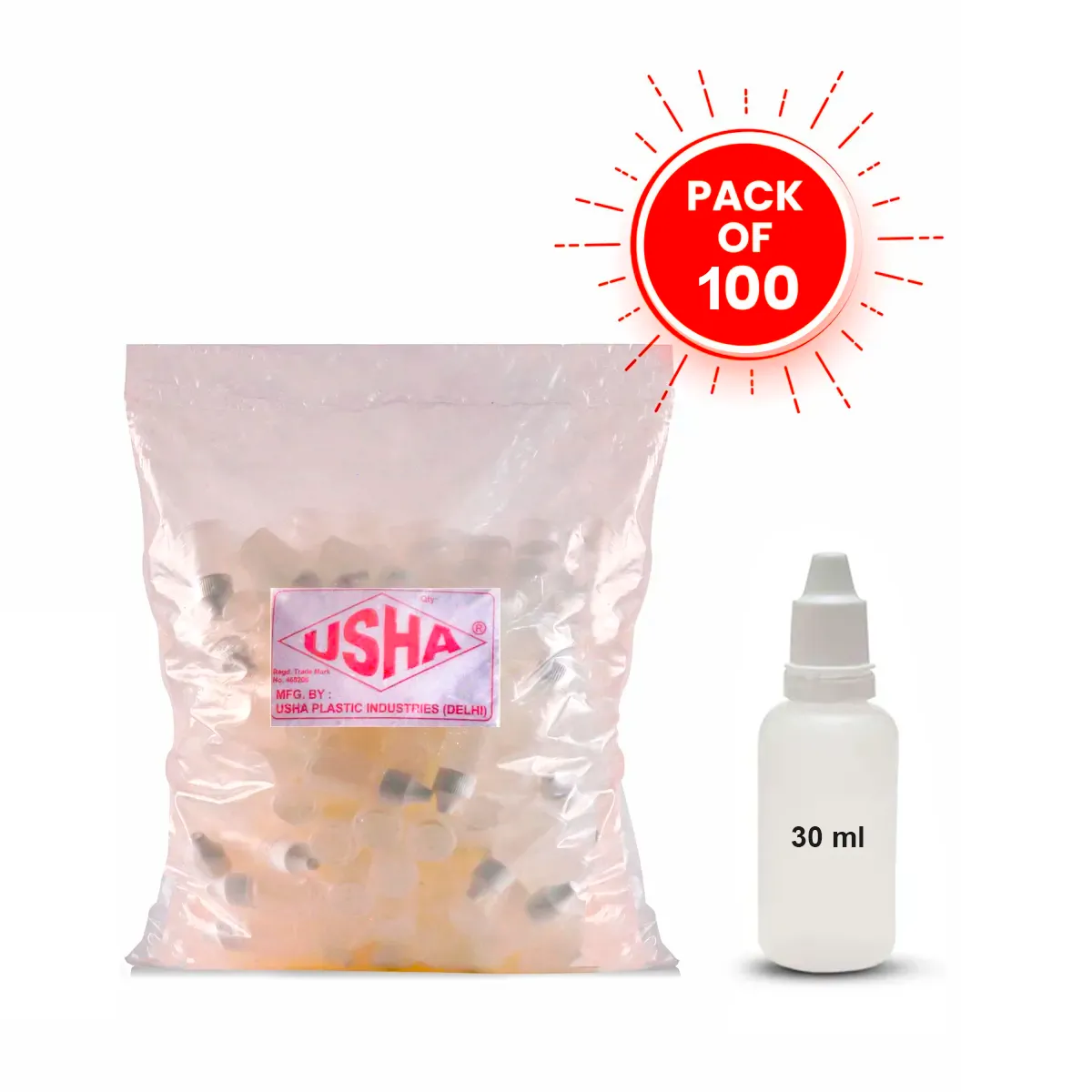 USHA Homeopathic 30ml Liquid Dropper Plastic BottlesHigh quality 100pcs