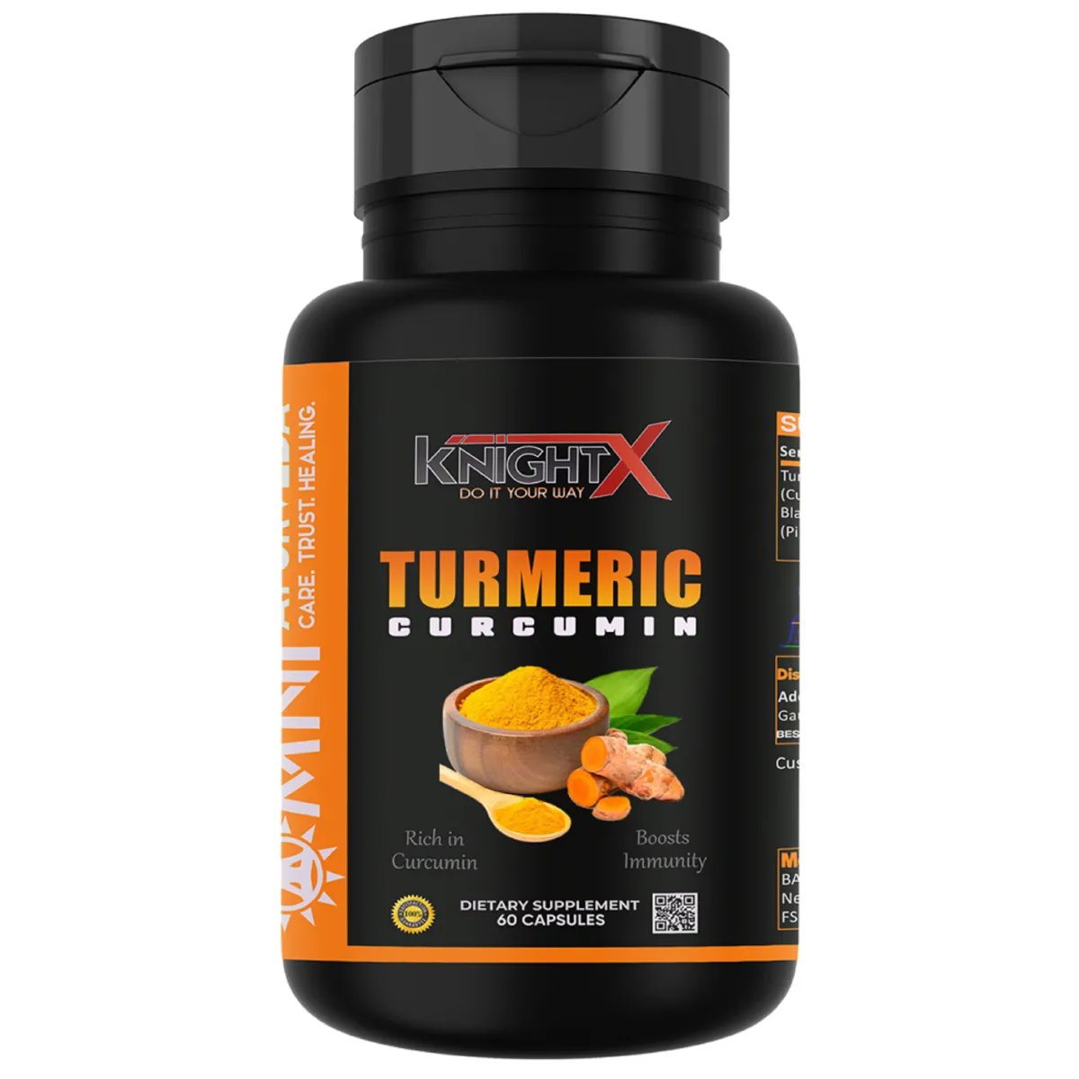KnightX Pure Curcumin With Black Pepper Extract Capsules 60caps