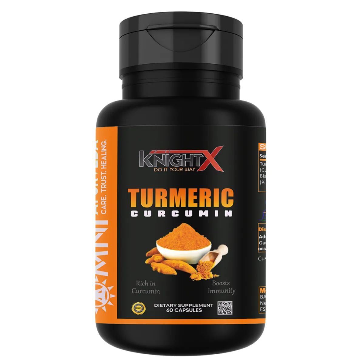 KnightX Turmeric Curcumin For Immunity, Good For Skin & Joints Pain 60caps