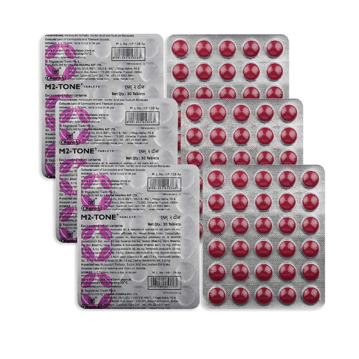 Charak M2 Tone Tablets 30tab, Pack of 3
