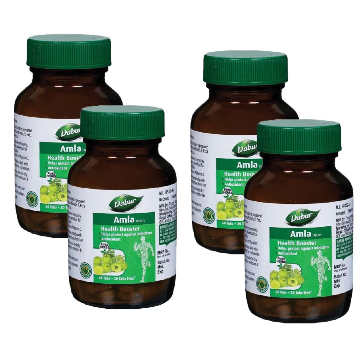 Dabur Amla Tablets Protect Against Infection & Antioxidant 60tab, Pack of 4