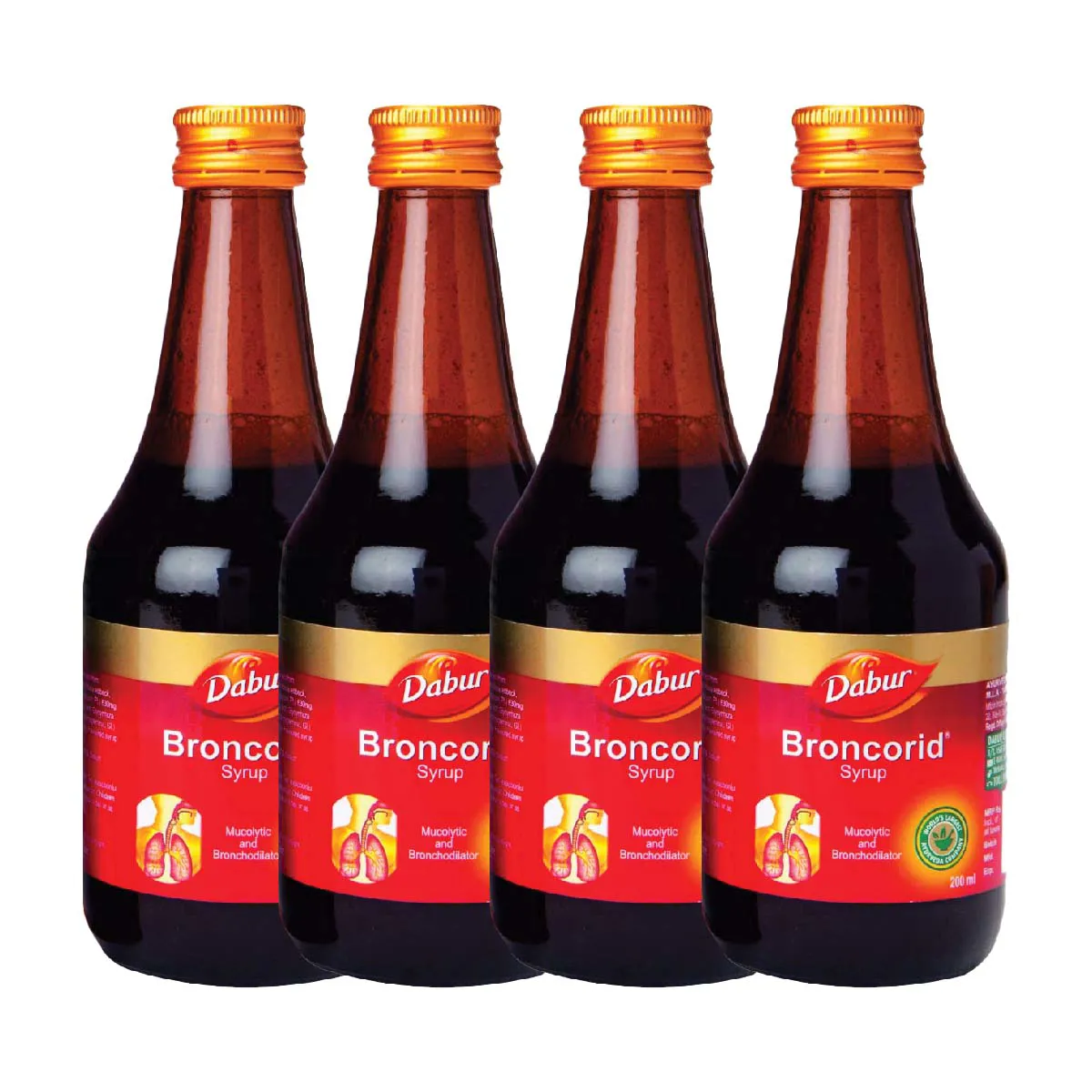 Dabur Bronchorid Syrup 200ml, Pack of 4
