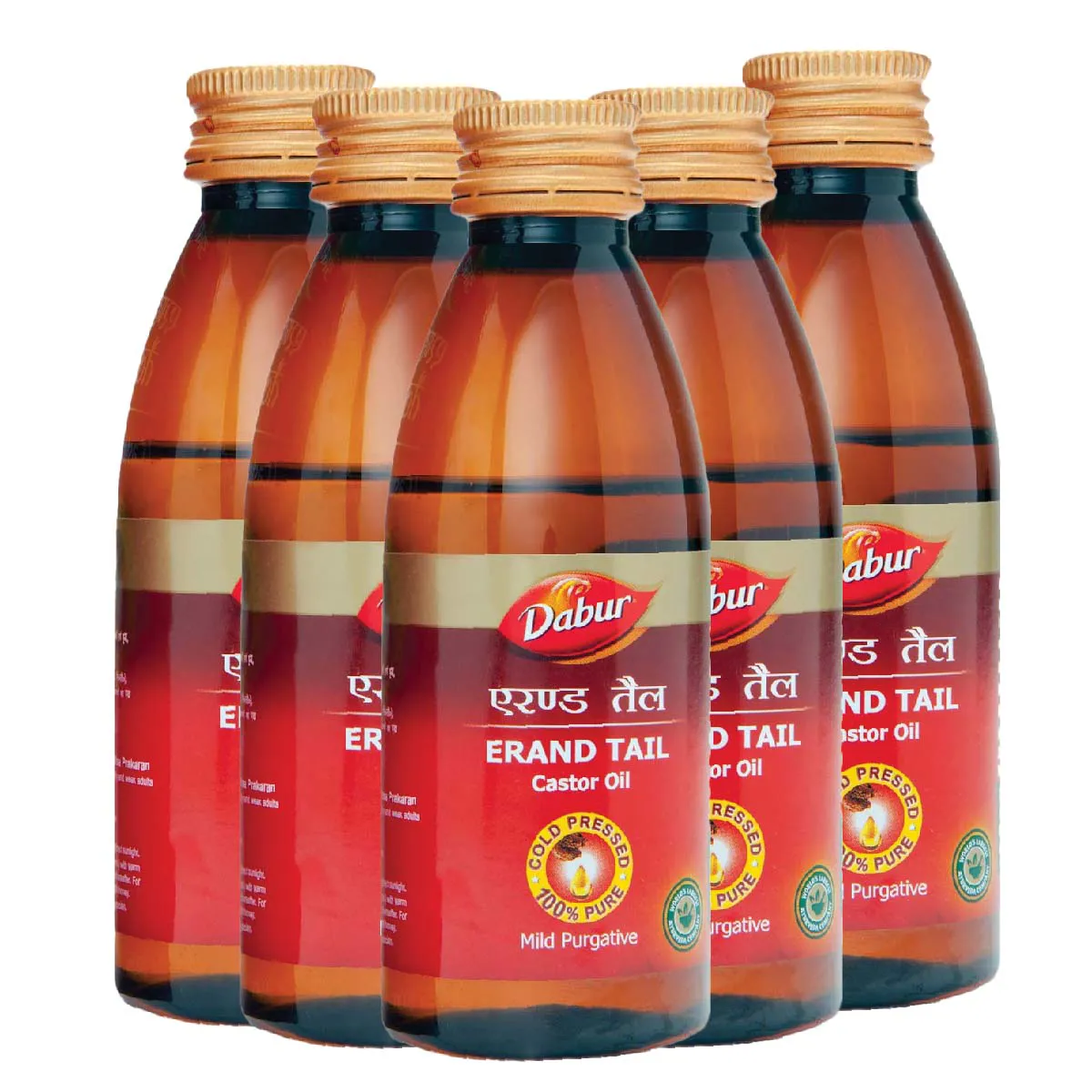 Dabur Erand Tail Castor Oil 100ml, Pack of 5