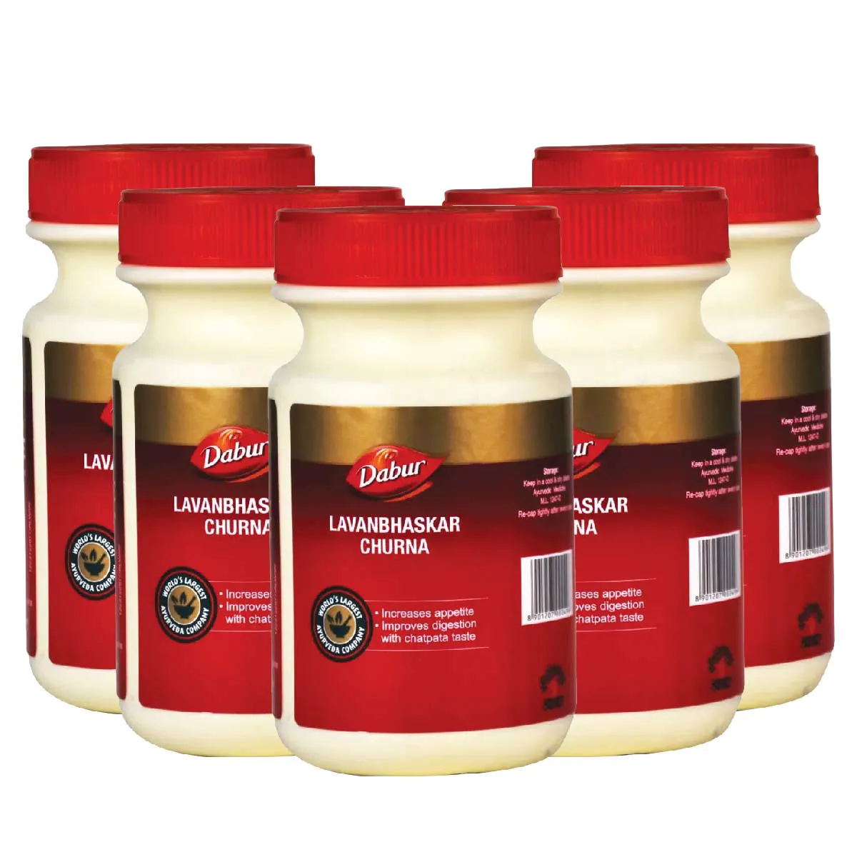 Dabur Lavan Bhaskar Churna 120g, Pack of 5