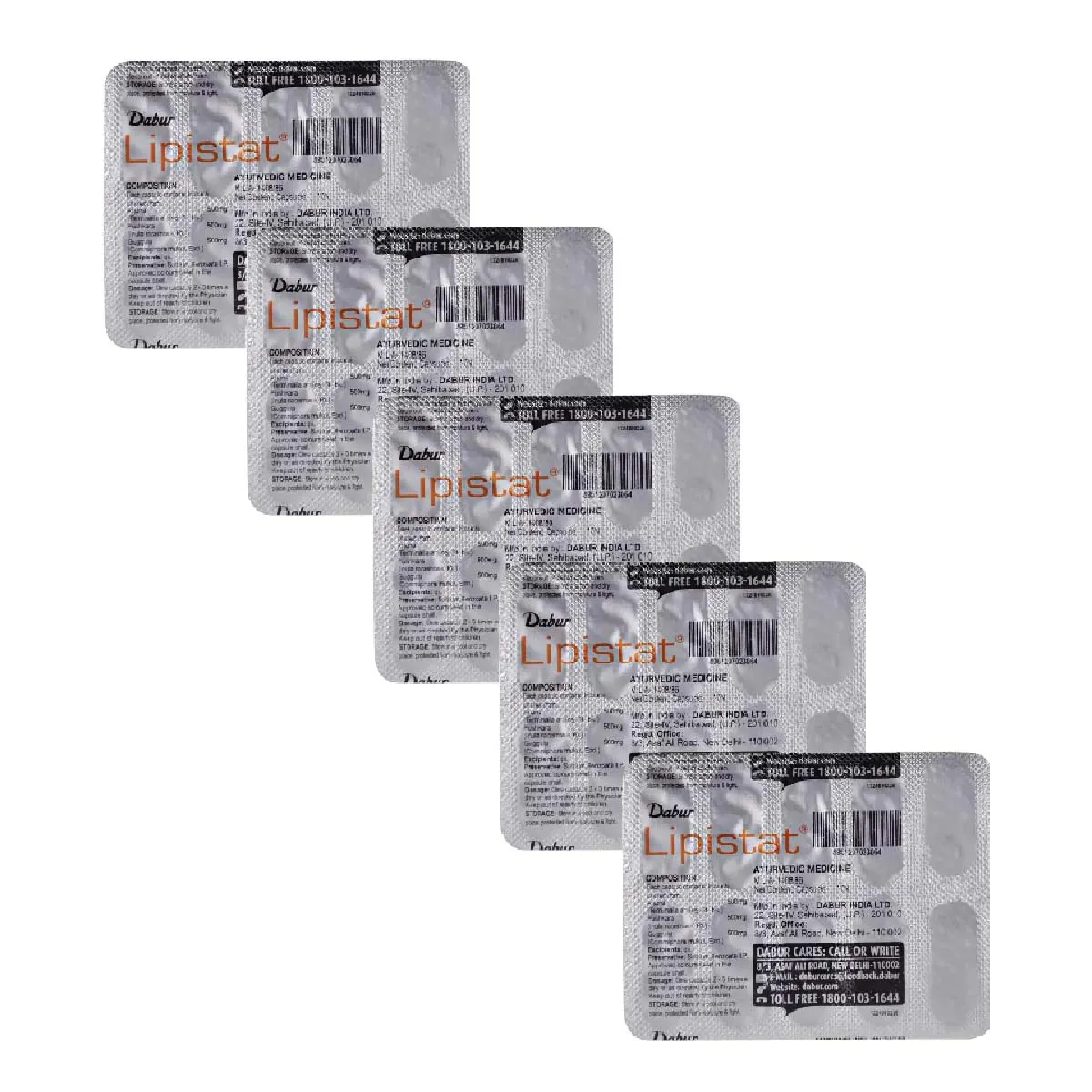 Dabur Lipistat 10caps, Pack of 5