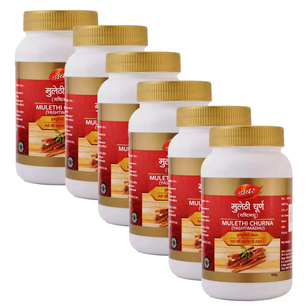 Dabur Mulethi Yashtimadhu Churna 100g, Pack of 6